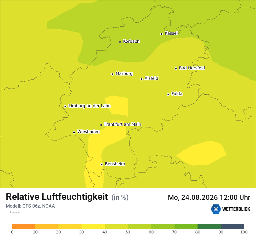 Modellkarte GFS – relhum – he