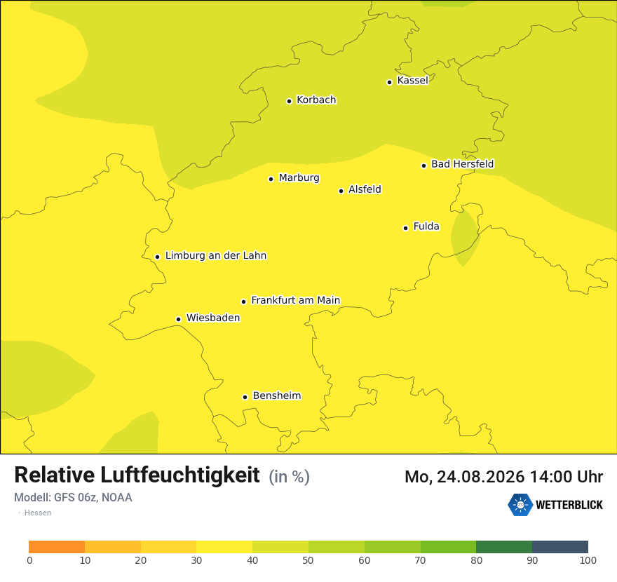 Modellkarte GFS – relhum – he