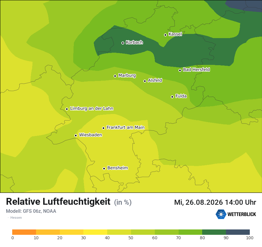 Modellkarte GFS – relhum – he