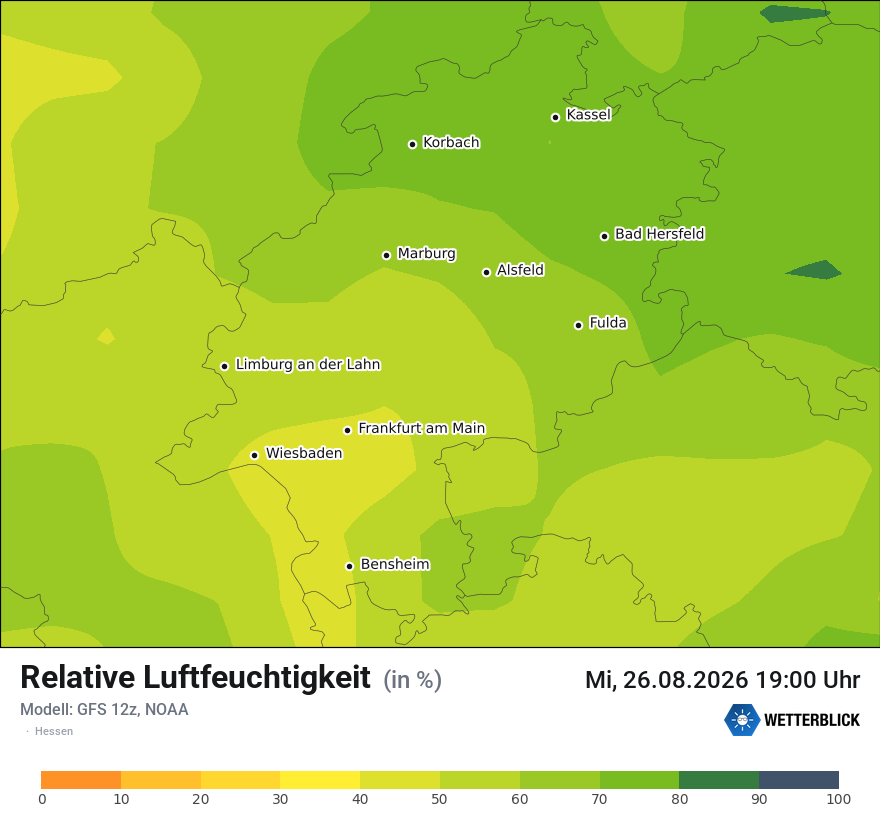 Modellkarte GFS – relhum – he