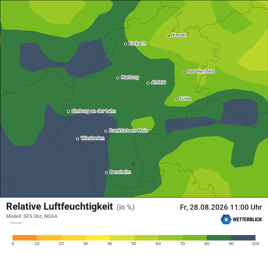 Modellkarte GFS – relhum – he