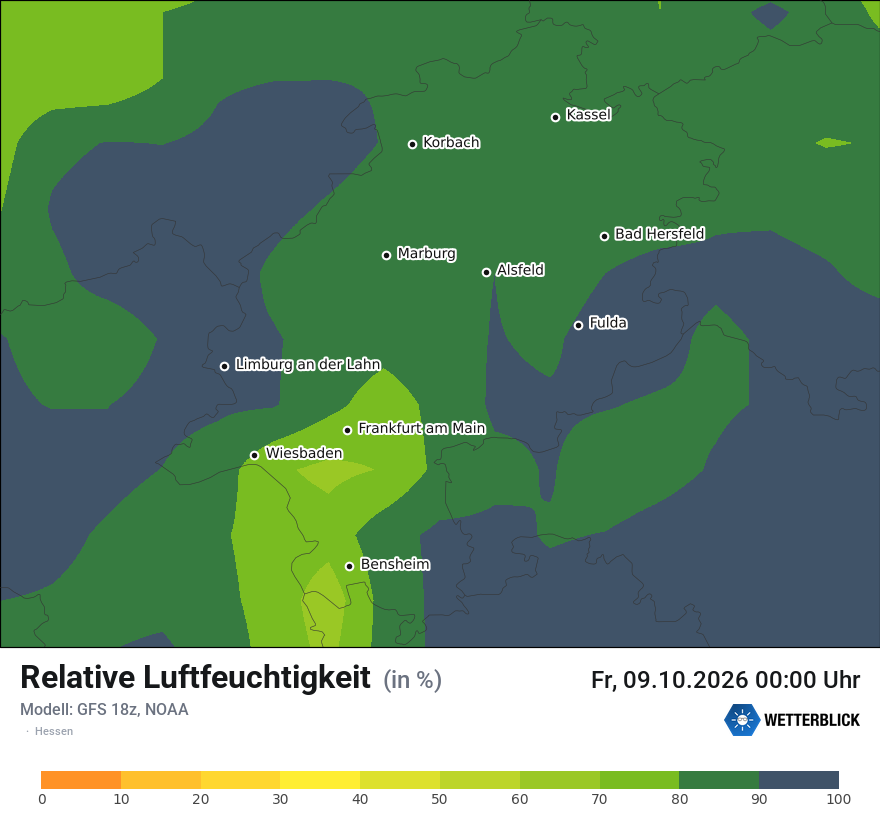 Modellkarte GFS – relhum – he