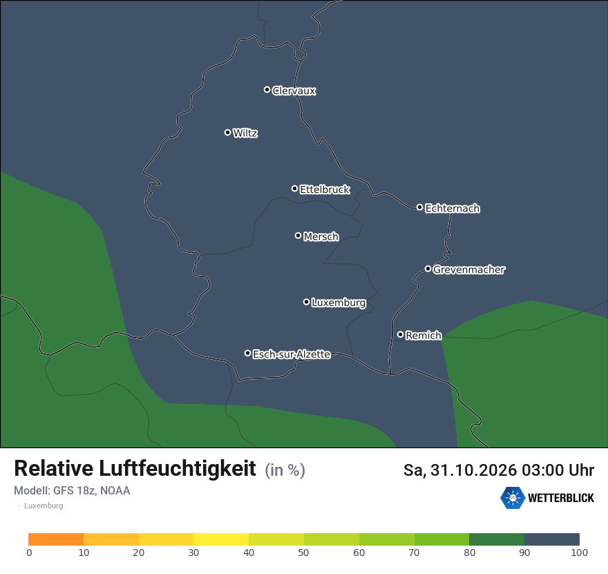 Modellkarte GFS – relhum – luxemburg