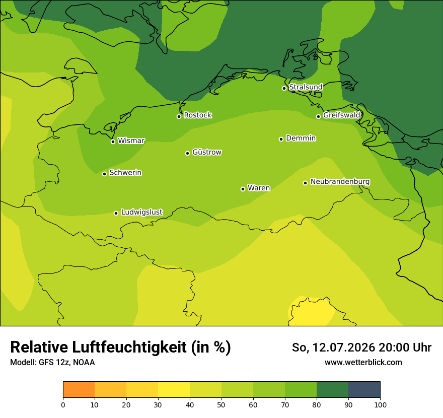 Modellkarte GFS – relhum – mv