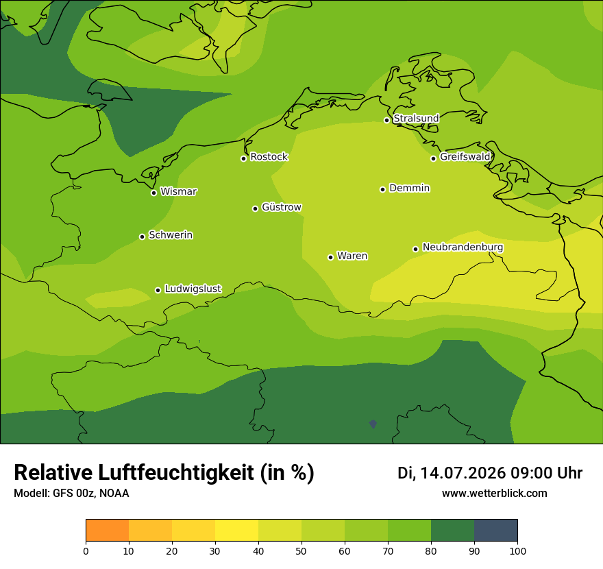 Modellkarte GFS – relhum – mv