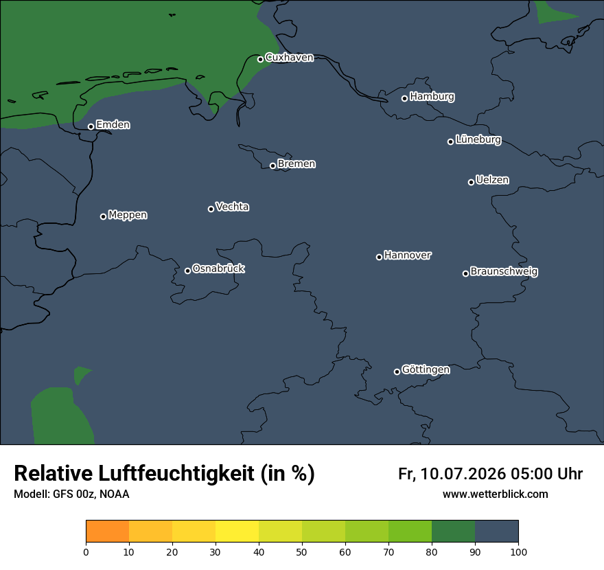 Modellkarte GFS – relhum – ni
