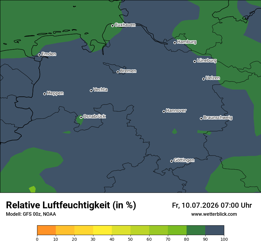 Modellkarte GFS – relhum – ni