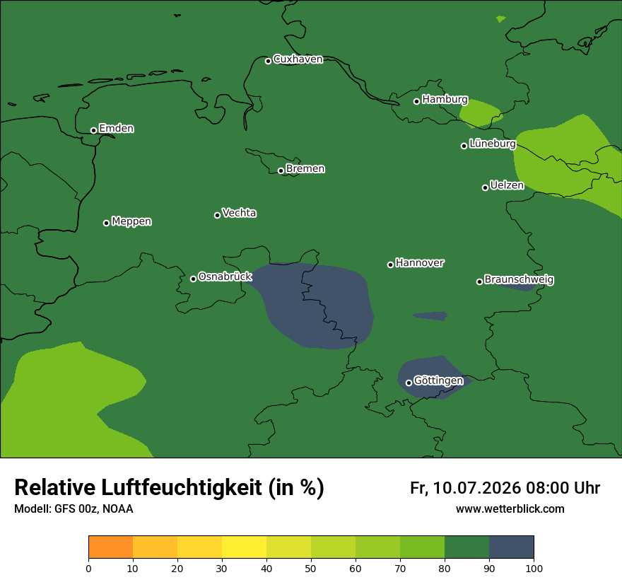 Modellkarte GFS – relhum – ni