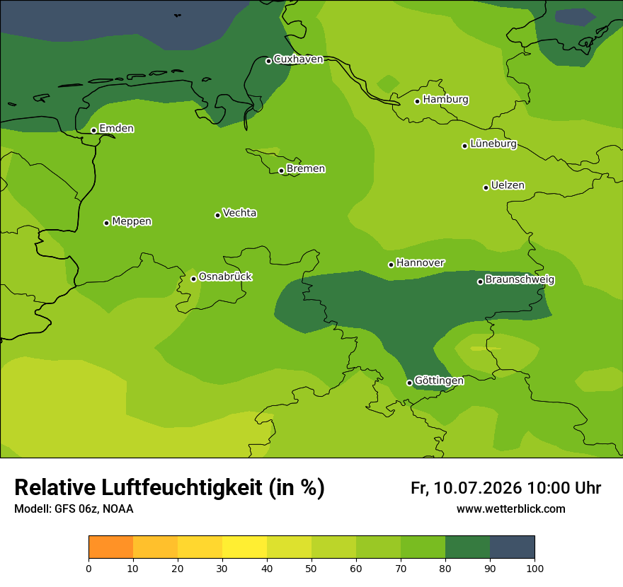 Modellkarte GFS – relhum – ni