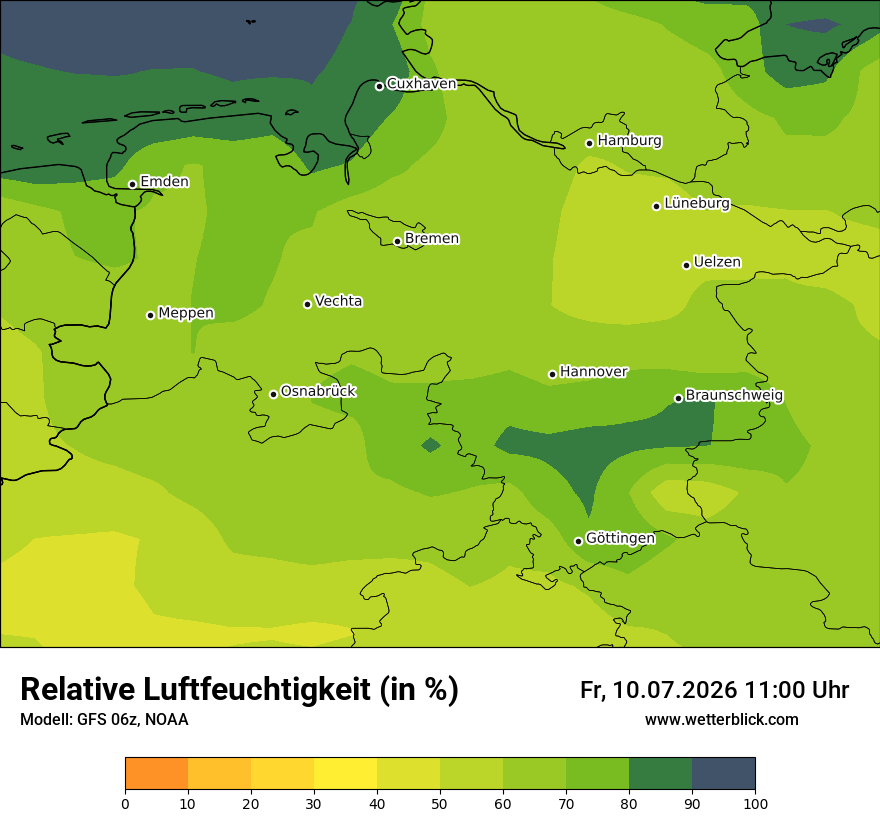 Modellkarte GFS – relhum – ni