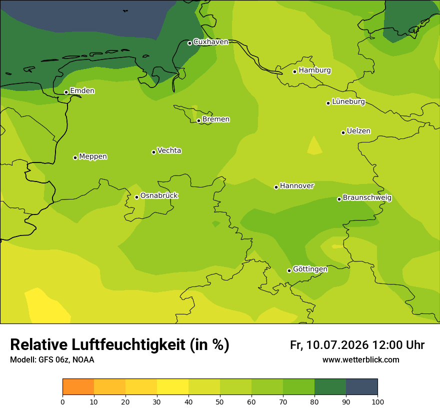 Modellkarte GFS – relhum – ni