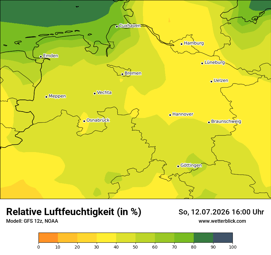 Modellkarte GFS – relhum – ni