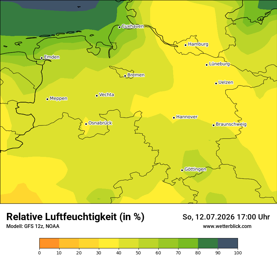 Modellkarte GFS – relhum – ni