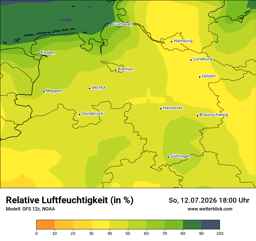 Modellkarte GFS – relhum – ni