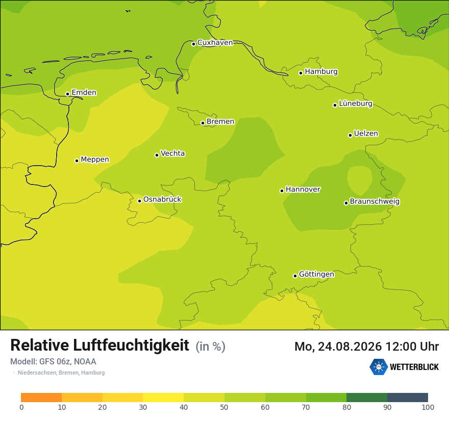 Modellkarte GFS – relhum – ni