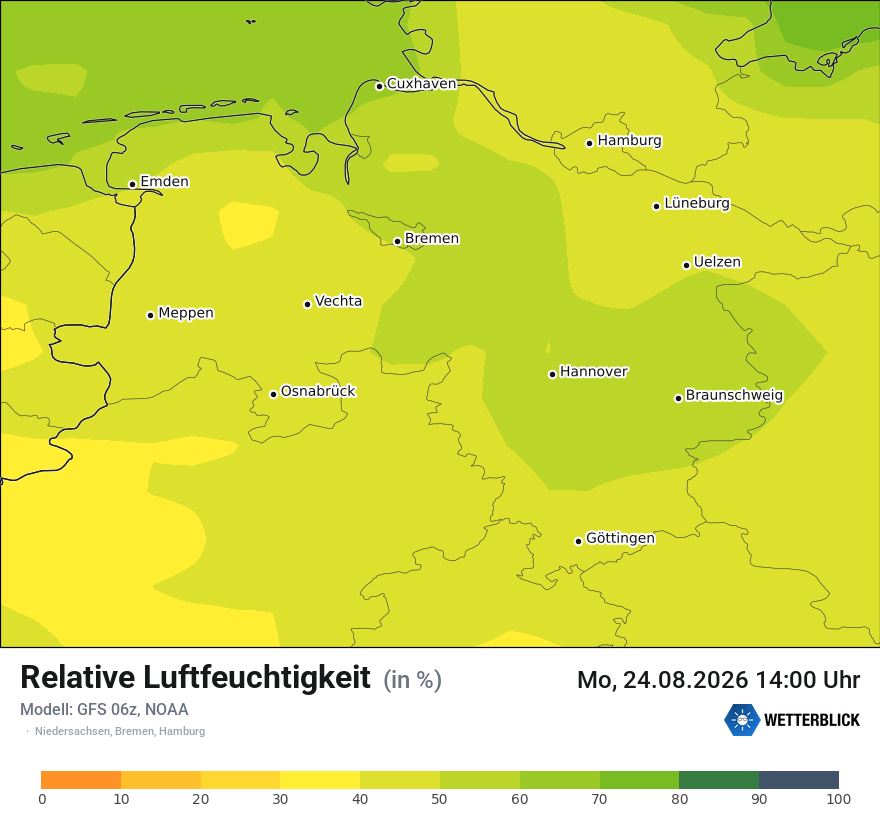 Modellkarte GFS – relhum – ni
