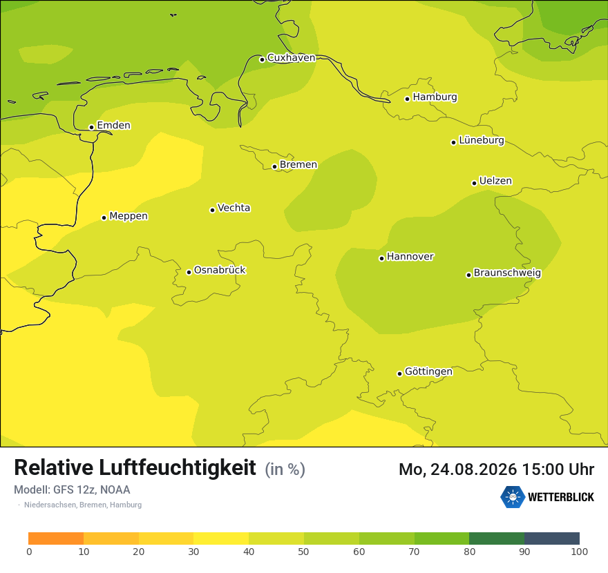 Modellkarte GFS – relhum – ni