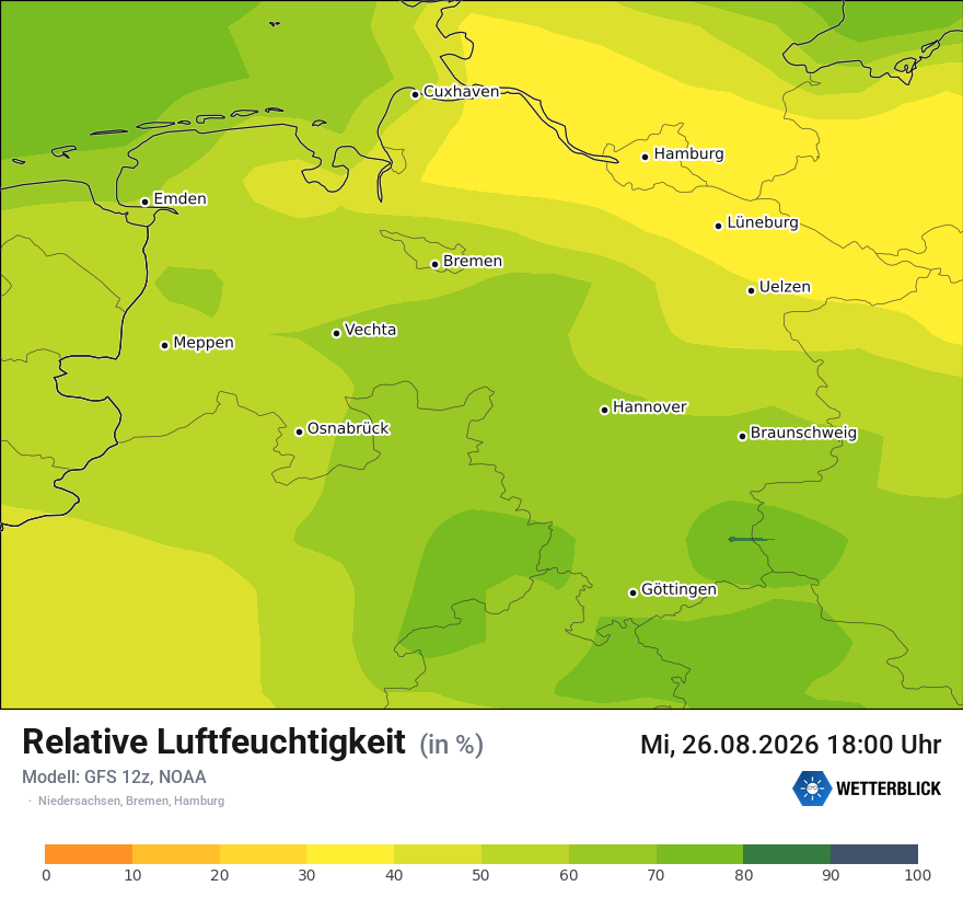 Modellkarte GFS – relhum – ni