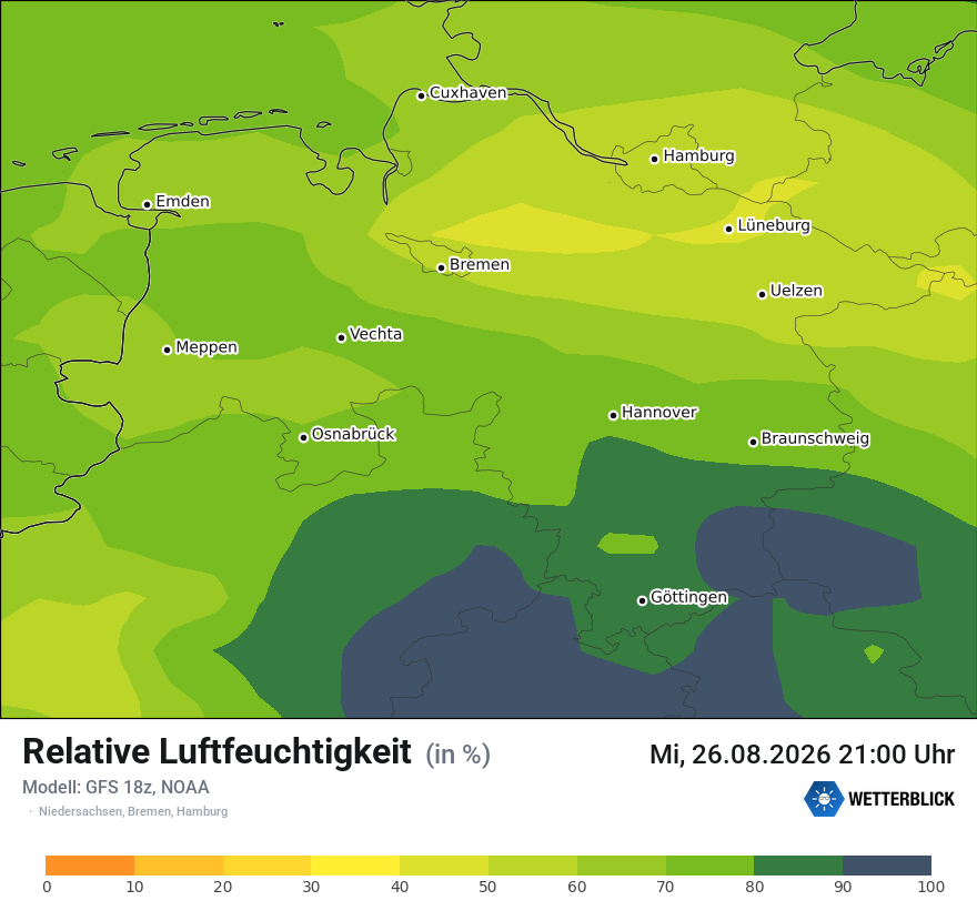 Modellkarte GFS – relhum – ni