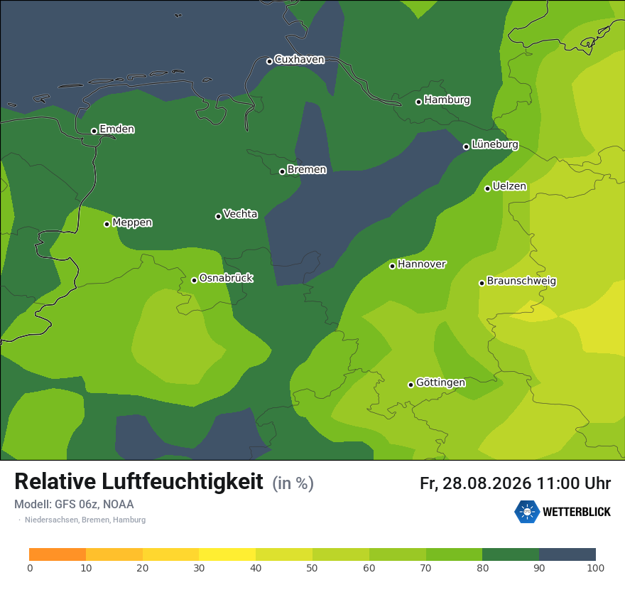 Modellkarte GFS – relhum – ni