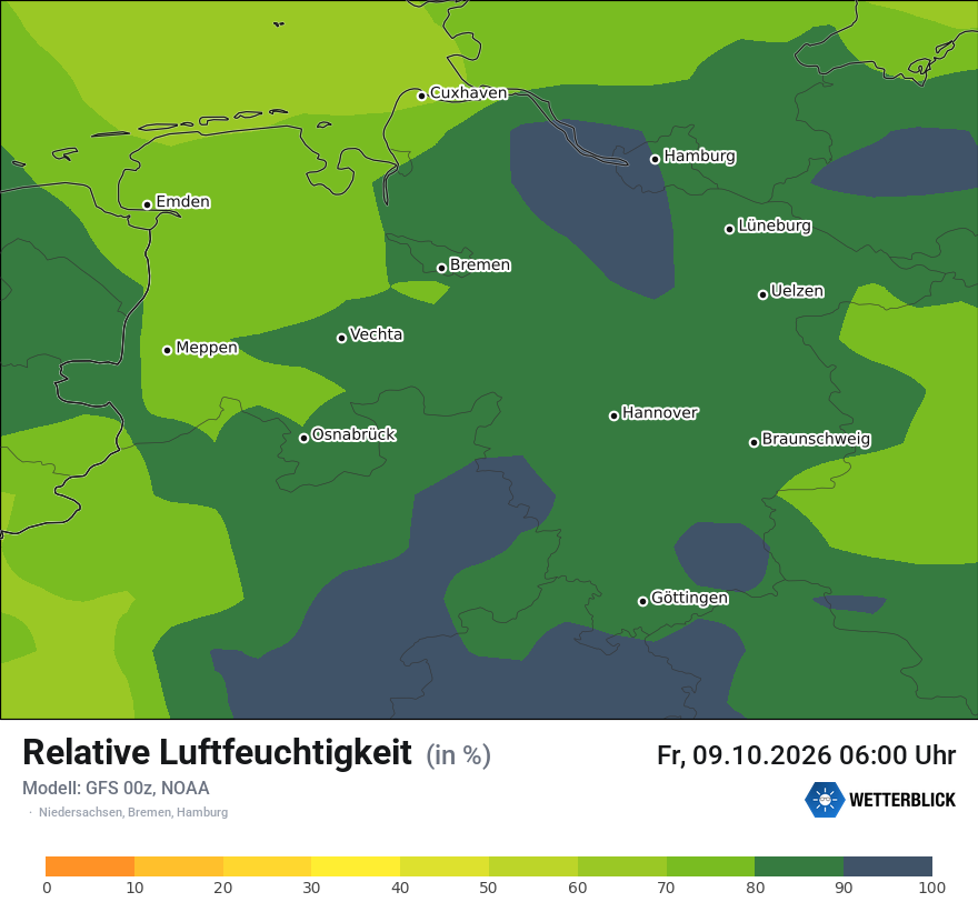 Modellkarte GFS – relhum – ni