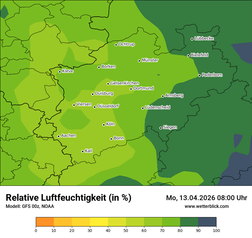 Modellkarte GFS – relhum – nrw