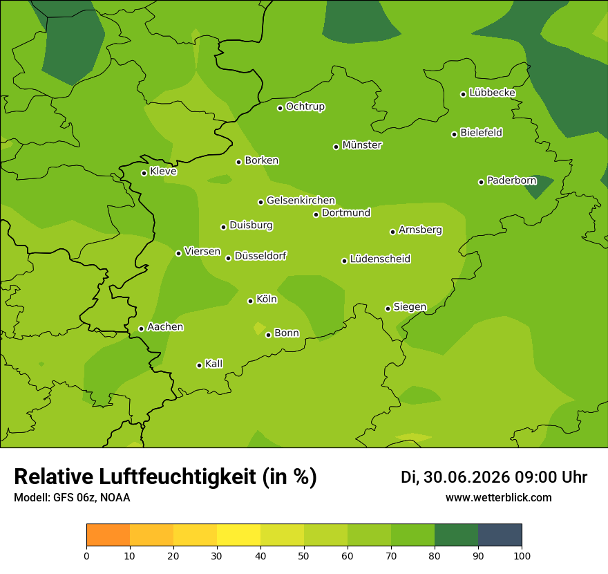 Modellkarte GFS – relhum – nrw