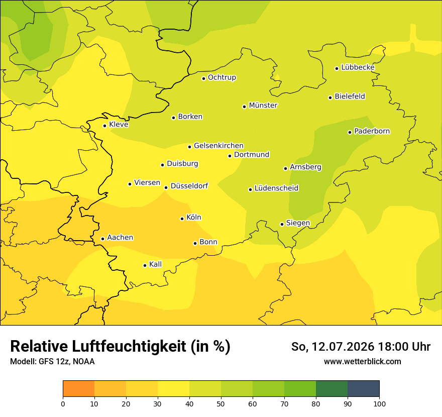 Modellkarte GFS – relhum – nrw