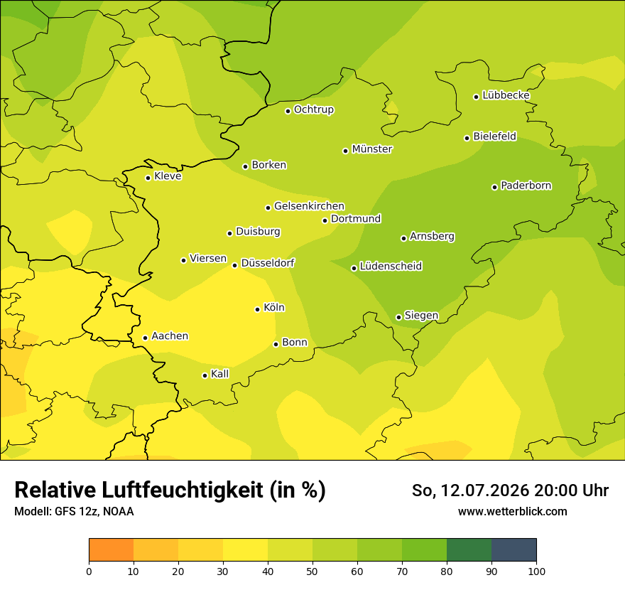 Modellkarte GFS – relhum – nrw