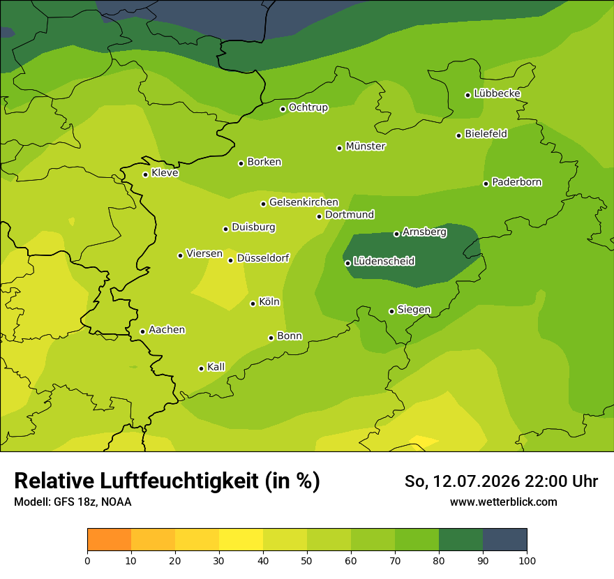 Modellkarte GFS – relhum – nrw