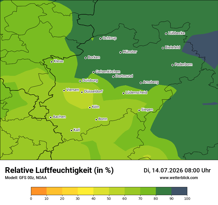 Modellkarte GFS – relhum – nrw