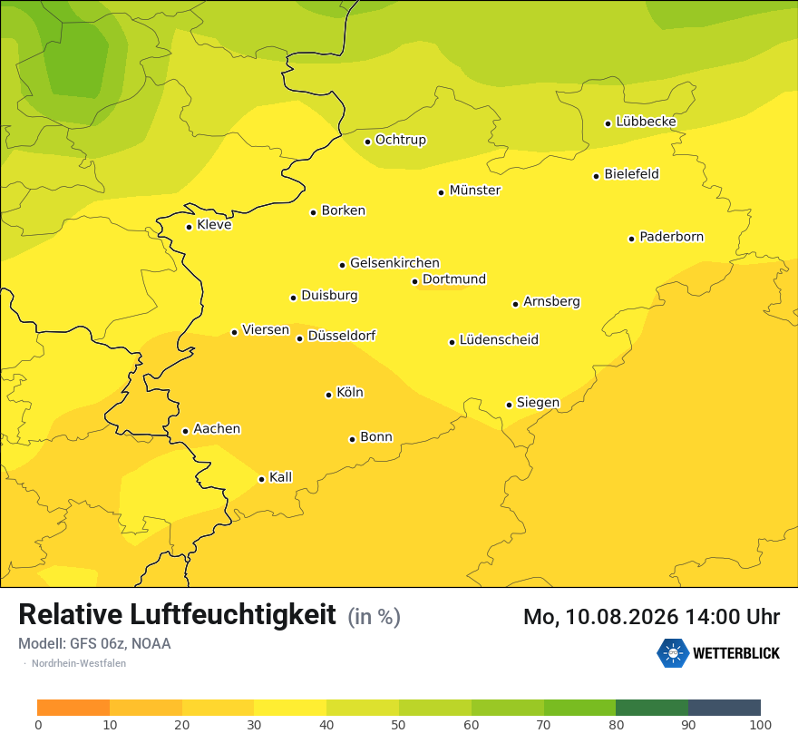Modellkarte GFS – relhum – nrw