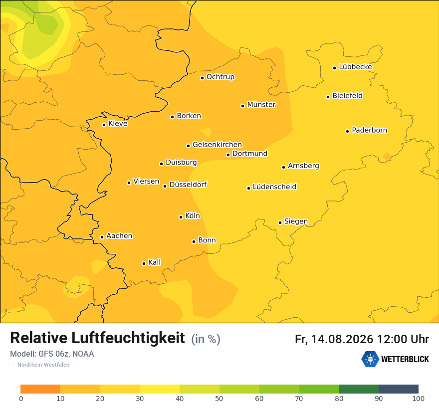 Modellkarte GFS – relhum – nrw