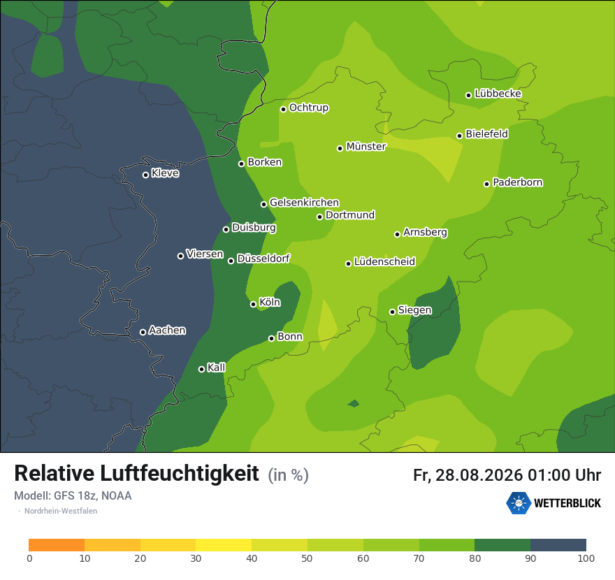 Modellkarte GFS – relhum – nrw