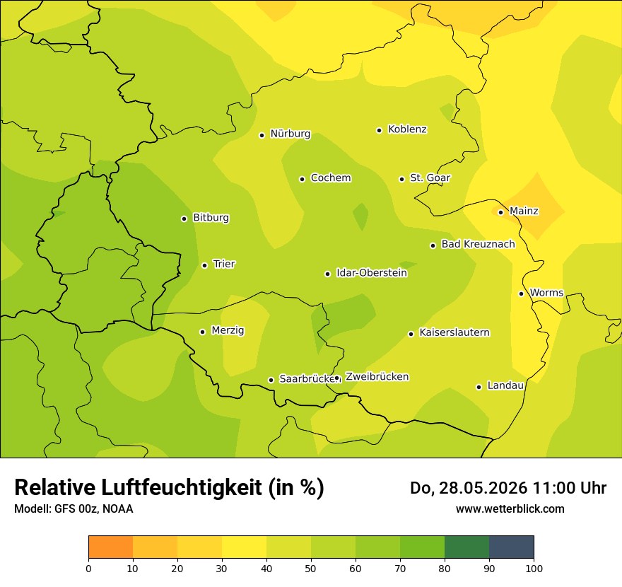 Modellkarte GFS – relhum – rp