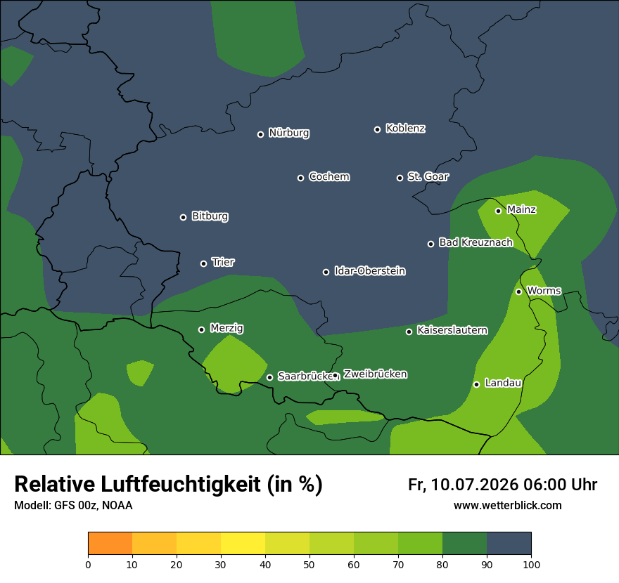 Modellkarte GFS – relhum – rp