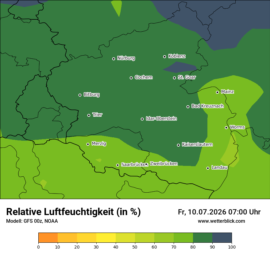 Modellkarte GFS – relhum – rp