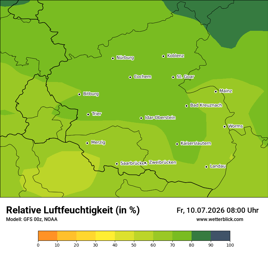 Modellkarte GFS – relhum – rp
