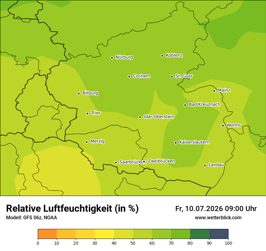 Modellkarte GFS – relhum – rp