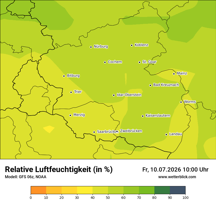 Modellkarte GFS – relhum – rp
