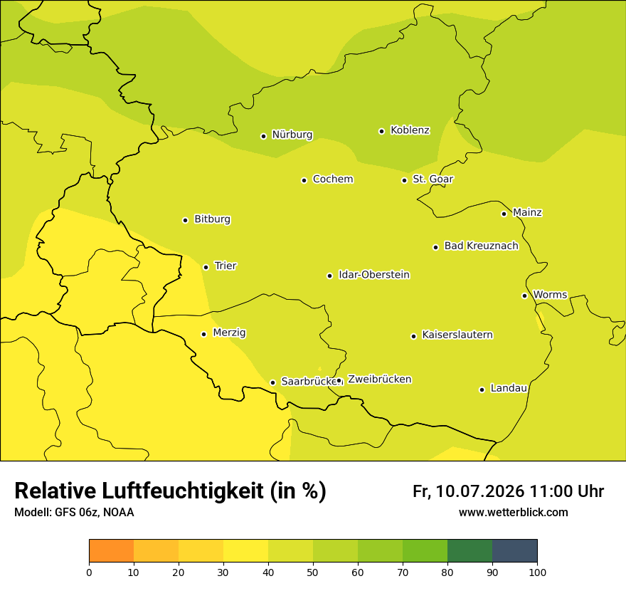 Modellkarte GFS – relhum – rp