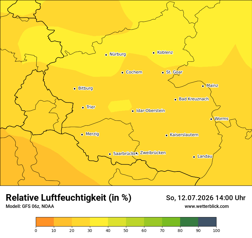 Modellkarte GFS – relhum – rp