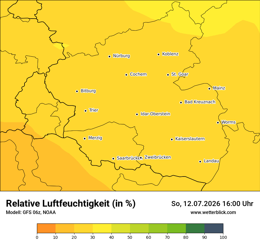 Modellkarte GFS – relhum – rp