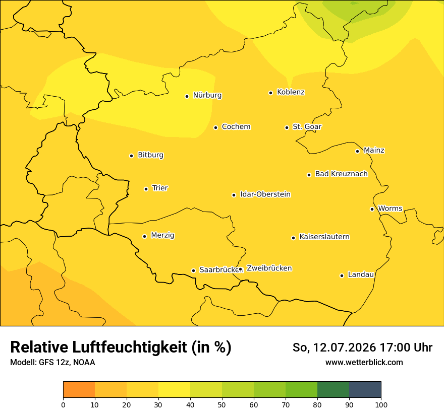 Modellkarte GFS – relhum – rp