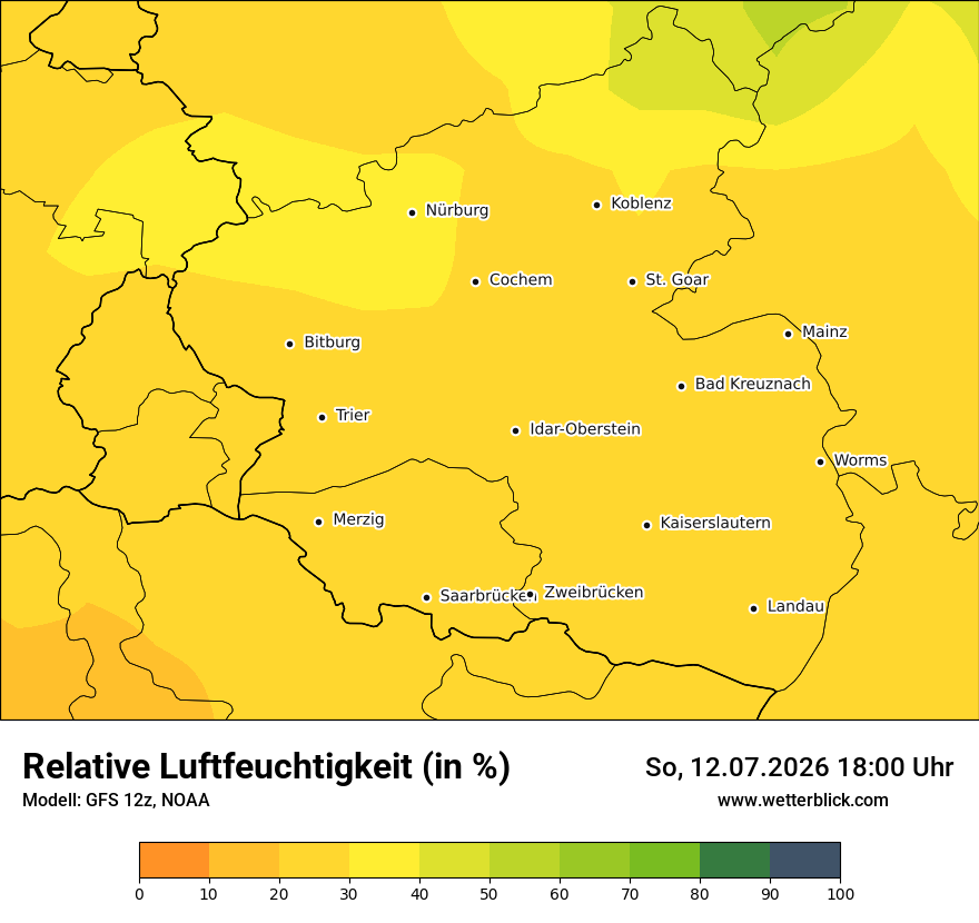 Modellkarte GFS – relhum – rp