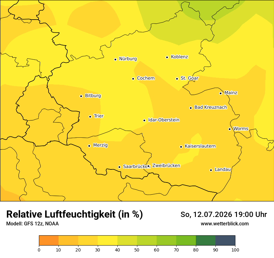Modellkarte GFS – relhum – rp