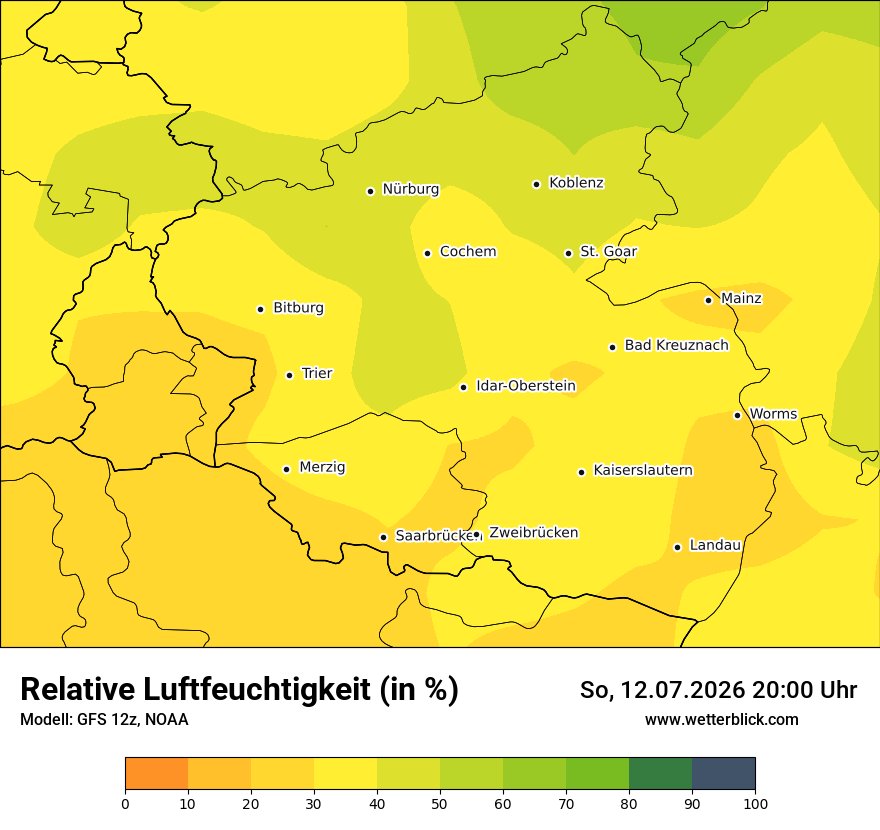 Modellkarte GFS – relhum – rp