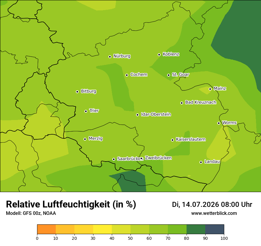 Modellkarte GFS – relhum – rp