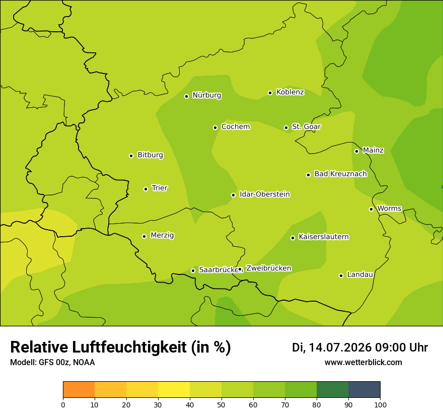 Modellkarte GFS – relhum – rp