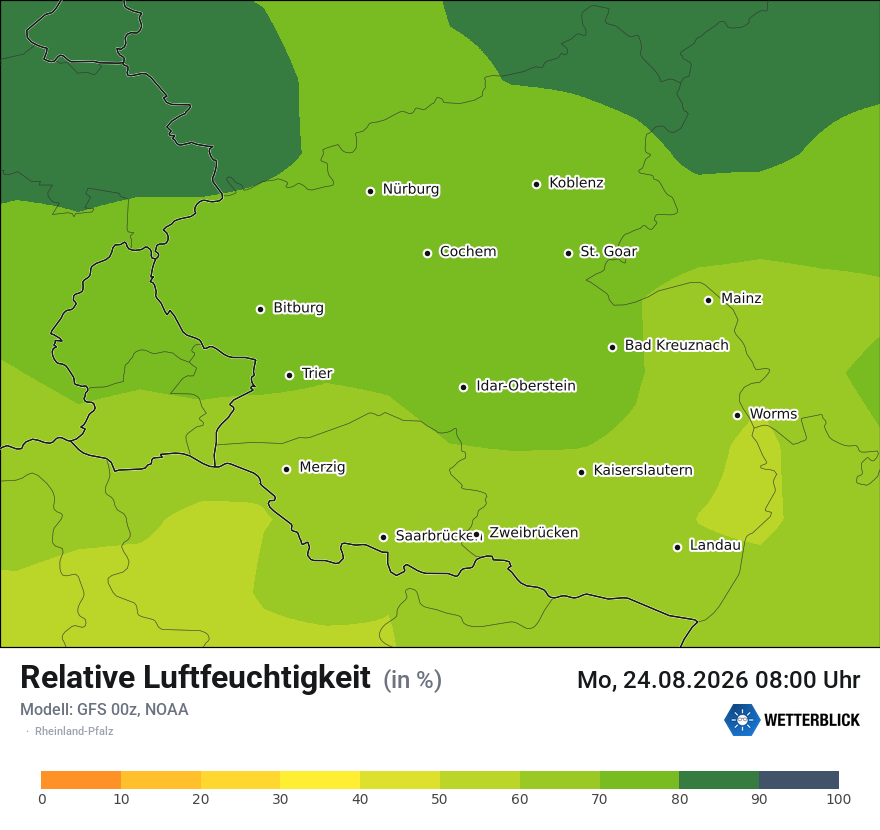 Modellkarte GFS – relhum – rp